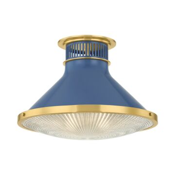 Highclere  Flush Mount in Aged Brass Soft French Blue by Hudson Valley