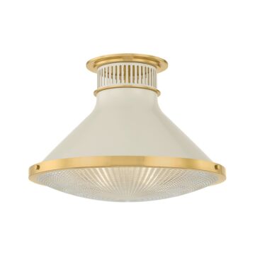 Highclere  Flush Mount in Aged Brass Off-White by Hudson Valley