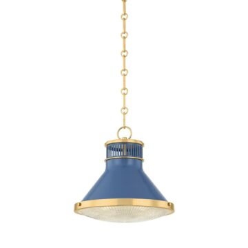 Highclere  Pendant in Aged Brass Soft French Blue by Hudson Valley