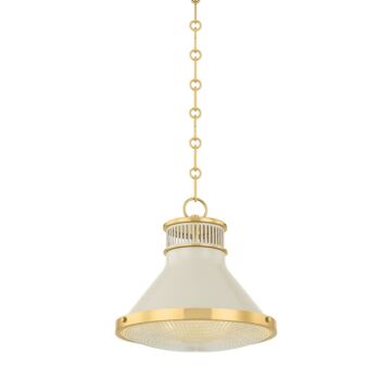 Highclere  Pendant in Aged Brass Off-White by Hudson Valley