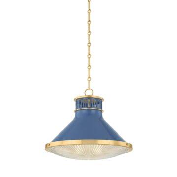 Highclere  Pendant in Aged Brass Soft French Blue by Hudson Valley