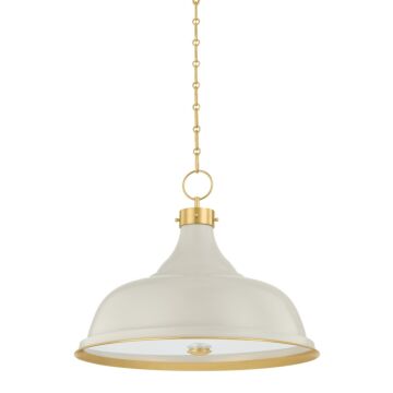  Pendant in Aged Brass Off-White by Hudson Valley