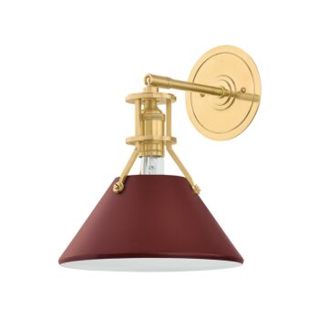  Wall Sconce in Aged Brass Soft Crimson by Hudson Valley