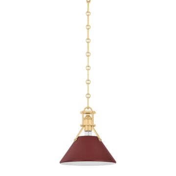  Pendant in Aged Brass Soft Crimson by Hudson Valley