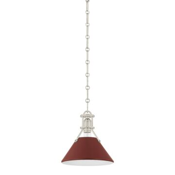 Pendant in Polished Nickel Soft Crimson by Hudson Valley
