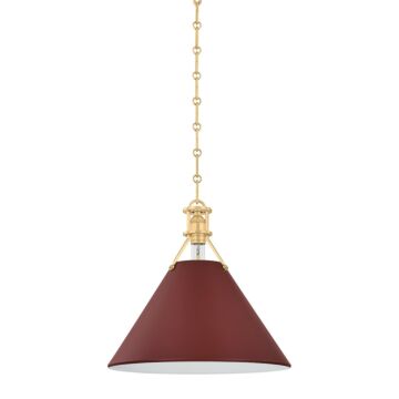  Pendant in Aged Brass Soft Crimson by Hudson Valley