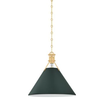  Pendant in Aged Brass Soft Studio Green by Hudson Valley