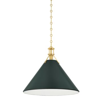  Pendant in Aged Brass Soft Studio Green by Hudson Valley