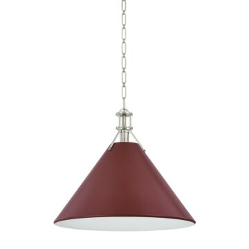  Pendant in Polished Nickel Soft Crimson by Hudson Valley
