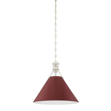  Pendant in Polished Nickel Soft Crimson by Hudson Valley