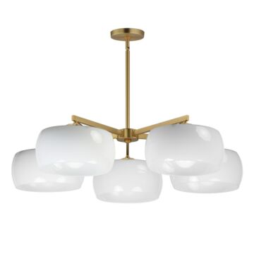 Glazed  Chandelier in White Natural Aged Brass by Maxim Lighting