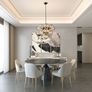 Gem  Chandelier in Black and Brushed Brass by Artcraft Lighting