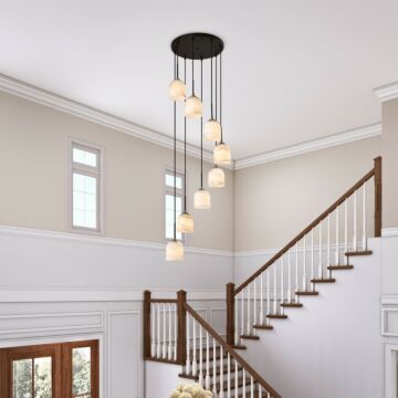 Crema  Chandelier in Black, Brushed Brass by Artcraft Lighting