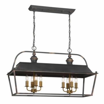 Christoff  Linear Pendant in Antique Black Iron by Golden Lighting