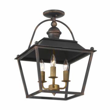 Christoff  Semi-Flush Mount in Antique Black Iron by Golden Lighting