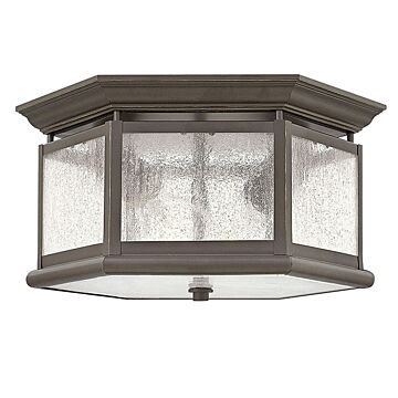 Hinkley Edgewater 2-Light Flush Mount Outdoor Ceiling Light In Oil Rubbed Bronze