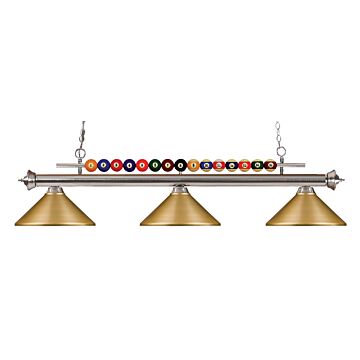 Z-Lite Shark 3-Light Linear Pendant Light In Brushed Nickel