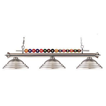 Z-Lite Shark 3-Light Linear Pendant Light In Brushed Nickel
