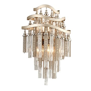 Chimera Two Light Wall Sconce in Warm Silver Leaf by Corbett Lighting