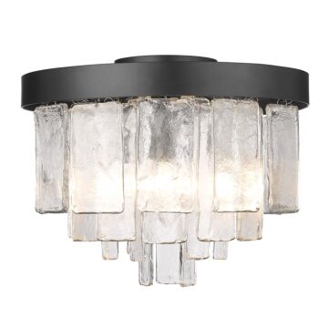 Ciara BLK Three Light Flush Mount in Matte Black by Golden