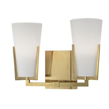 Hudson Valley Upton 2 Light 12 Inch Bathroom Vanity Light in Aged Brass