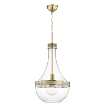 Hagen One Light Pendant in Aged Brass by Hudson Valley