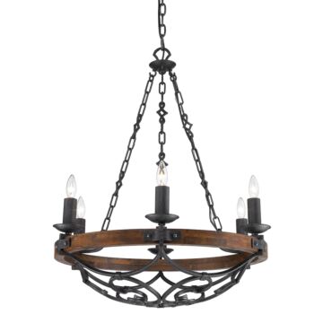 Madera BI Six Light Chandelier in Black Iron by Golden