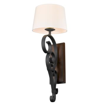 Madera BI One Light Wall Sconce in Black Iron by Golden