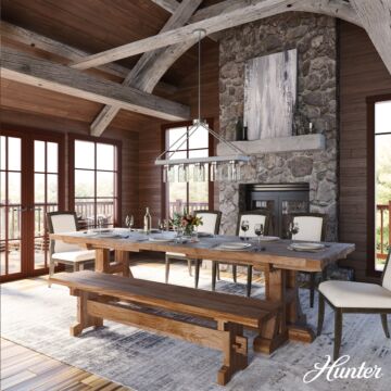 Hunter Devon Park 5-Light Linear Chandelier in Brushed Nickel