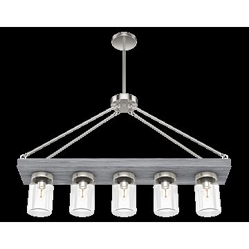 Hunter Devon Park 5-Light Linear Chandelier in Brushed Nickel