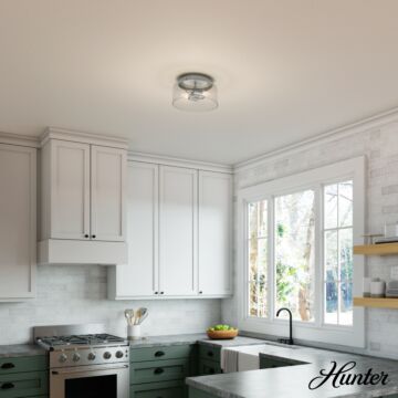 Hunter Hartland 2-Light Flush Mount in Matte Silver