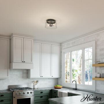 Hunter Hartland 2-Light Flush Mount in Noble Bronze