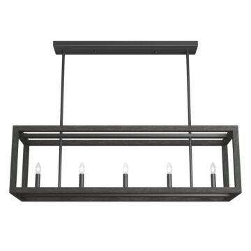 Hunter Squire Manor 5-Light Linear Chandelier in Matte Black
