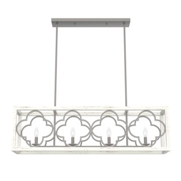 Hunter Gablecrest 4-Light Linear Chandelier in Painted Concrete