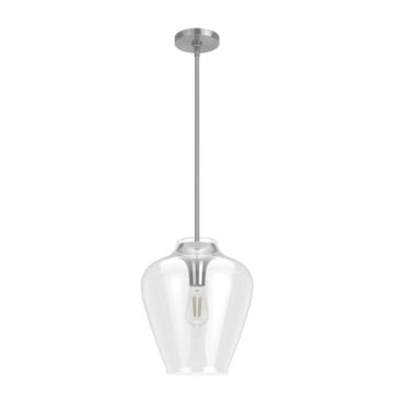 Hunter Vidria Clear Glass 1-Light 12 Inch Pendant in Brushed Nickel