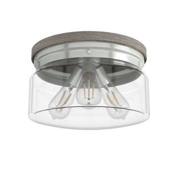 Hunter Devon Park 3-Light Flush Mount in Brushed Nickel