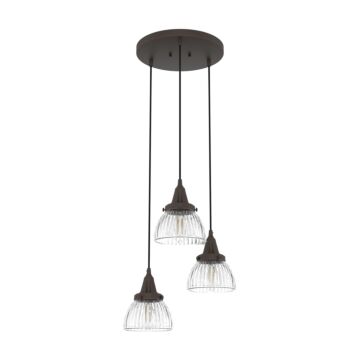 Hunter Cypress Grove 3-Light Round Cluster in Onyx Bengal