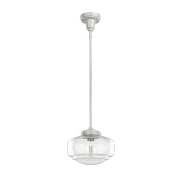 Hunter Saddle Creek Clear Seeded Glass 1-Light 10 Inch Pendant in Brushed Nickel