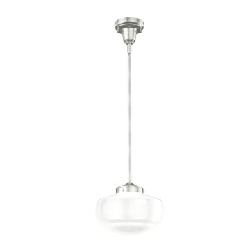 Hunter Saddle Creek Shiny Cased White Glass 1-Light 10 Inch Pendant in Brushed Nickel