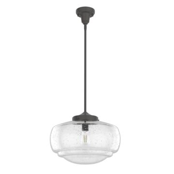 Hunter Saddle Creek Clear Seeded Glass 1-Light Pendant in Noble Bronze