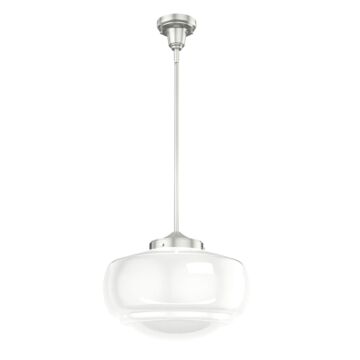 Hunter Saddle Creek Shiny Cased White Glass 1-Light Pendant in Brushed Nickel