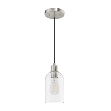 Hunter Lochmeade Clear Seeded Glass 1-Light Mini Pendant in Brushed Nickel