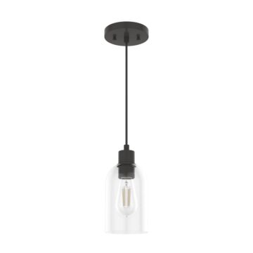 Hunter Lochmeade Clear Seeded Glass 1-Light Mini Pendant in Noble Bronze