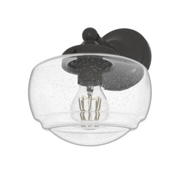 Hunter Saddle Creek Clear Seeded Glass 1-Light Sconce in Noble Bronze