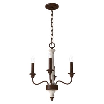 Hunter Teren 4-Light Mini Chandelier in Distressed White