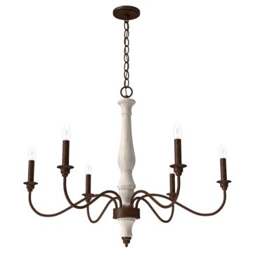 Hunter Teren 6-Light Chandelier in Distressed White