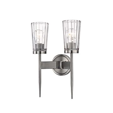 Z-Lite Flair 2-Light Wall Sconce In Antique Nickel