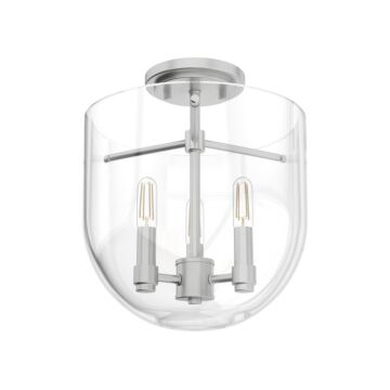 Hunter Sacha 3-Light Semi-Flush Mount in Brushed Nickel