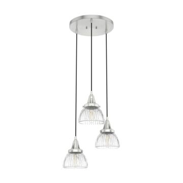 Hunter Cypress Grove 3-Light Round Cluster in Brushed Nickel