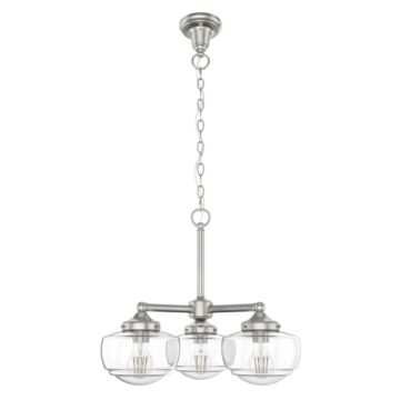 Hunter Saddle Creek Clear Seeded Glass 3-Light Chandelier in Brushed Nickel